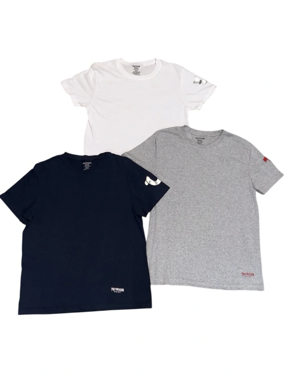 True Religion Men’s Medium Lot Of Crewneck T-Shirts Blue White Gray Logo